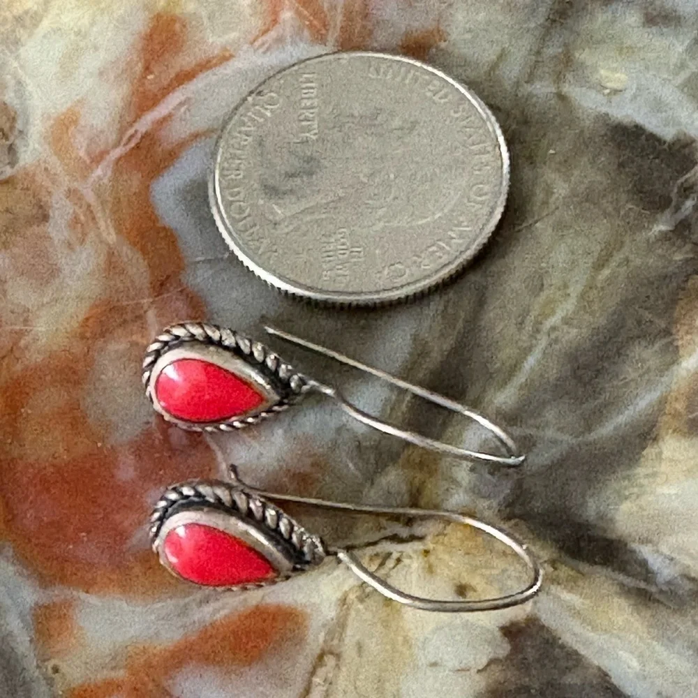 Sterling Silver Red Jasper Teardrop Earrings
